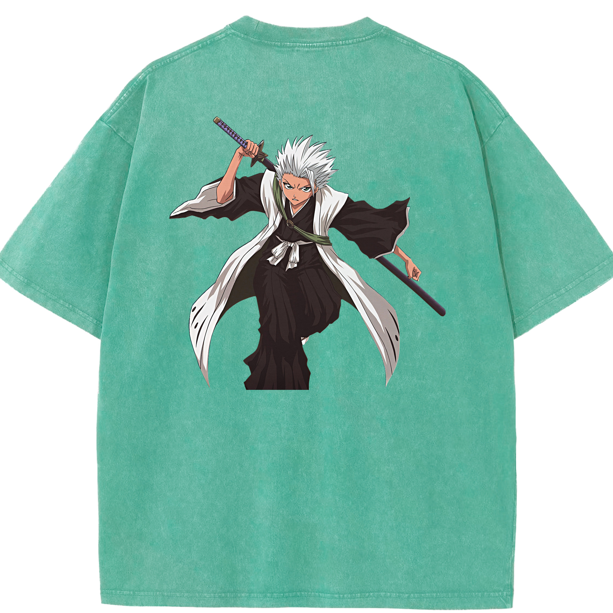 （画像用） ブリーチ 日番谷冬獅郎（ひつがや とうしろう） BLEACH Hitsugaya Toushirou 綿100% ヴィンテージ風 半袖Tシャツ（背面プリント）